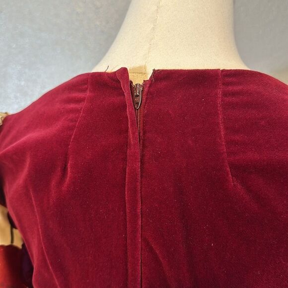 Vintage Victor Costa velvet satin floral dress with side pocket size 8 - Picture 5 of 17